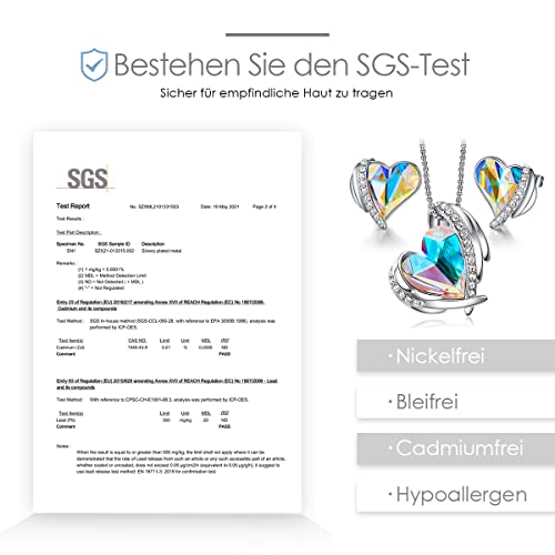 CDE Schmuckset Damen Geschenke für Frauen Herz Halskette Kette Ohrringe Set, Rosegold Schmuck Set mit Geschenkbox Valentinstag Jahrestag Geburtstag Muttertags Geschenk für Sie Freundin Ehefrau Mädchen