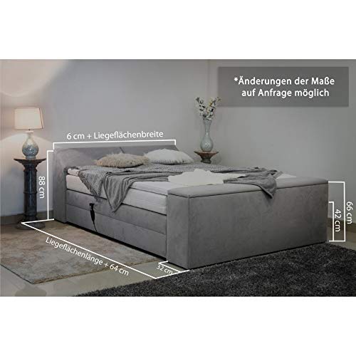 PAARA Boxspringbett Dubai GM | 10.000 Newton Motorleistung | Truhen | Antirutsch-Matten | Royal-WS® Taschenfederkern Matratze mit GELAX® Topper Kern | Made in Germany (200 x 210 cm)