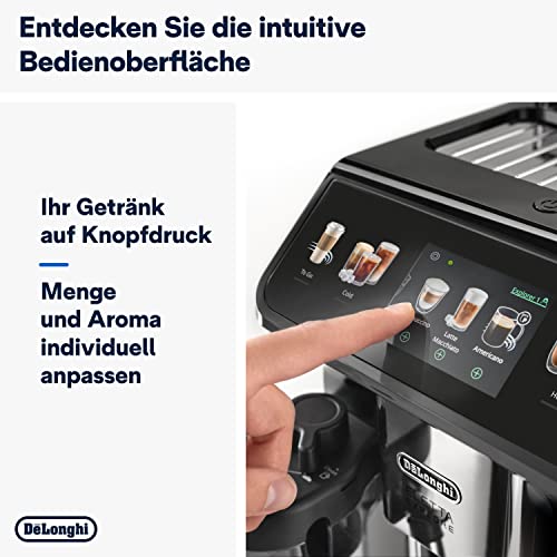 De'Longhi Eletta Explore Perfetto ECAM452.57.G Kaffeevollautomat mit LatteCrema Milchsystem, heiße und erfrischende Getränke auf Knopfdruck, 3,5 Zoll TFT Touchscreen Farbdisplay,Kaffeekanne inklusive