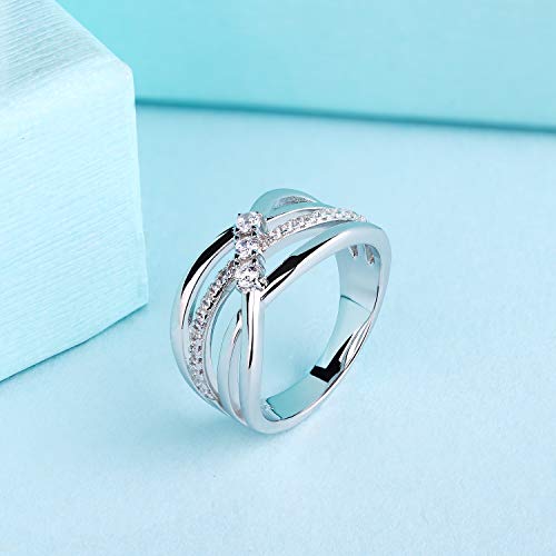 JO WISDOM Damen ring breit silber 925 mit 3A Zirkonia swarovski Verlobungsring,Schmuck für Frauen