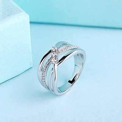 JO WISDOM Damen ring breit silber 925 mit 3A Zirkonia swarovski Verlobungsring,Schmuck für Frauen