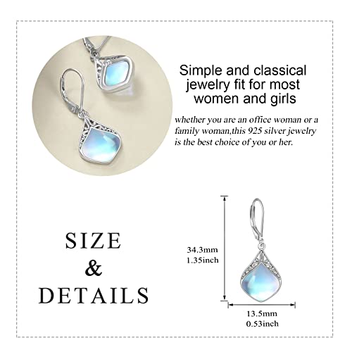 Mondstein Ohrringe Sterling Silber Filigran Irisch Keltisch Teardrop Mondstein Tropfen Ohrringe Schmuck Geschenke für Damen