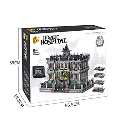 LDB SHOP Bausteine Architektur Modell, 7537 Klemmbausteine Architektur Baustein Modell Lunatic Hospital Irrenhaus Custom Bauspiel, Modular Building Konstruktionsspielzeug Kompatibel mit Lego