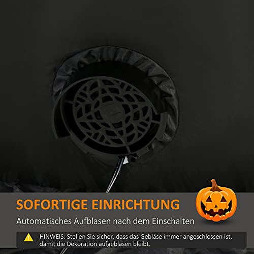 HOMCOM Aufblasbar Kürbis Halloween Dekoration Selbstaufblasend Gespenst mit LED Polyester Grün+schwarz 100 x 96 x 270 cm