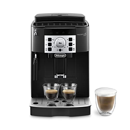 De'Longhi Magnifica S ECAM 22.110.B Kaffeevollautomat mit Milchaufschäumdüse für Cappuccino, Direktwahltasten für Espresso und Kaffee, 2-Tassen-Funktion, 1,8 Liter Wassertank, schwarz/silber