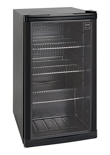 METRO Professional Getränkekühlschrank GPC1088 (88 Liter), kleiner Kühlschrank mit Glastüre, wechselbarer Türanschlag, für Gastronomie, Party, mit LED Beleuchtung, schwarz