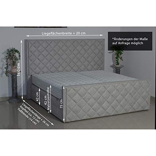 PAARA Luxus Boxspringbett Cabo mit Bettkasten | Antirutsch-Matten | Royal-WS® 500 Taschenfederkern Matratze mit integriertem Original GELAX® Topper Kern | Made in Germany (200 x 200 cm)