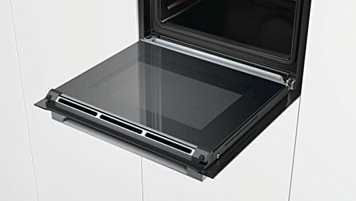 Bosch HSG636BB1 Serie 8 Einbau-Dampfbackofen, Schwarz, 60 x 60 cm, 1 L Wassertank, EcoClean Direct Reinigungshilfe, Bosch Assist Backeinstellung auf Knopfdruck, 4D Heißluft Backen auf 4 Ebenen