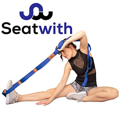 Seatwith Gymnastik-Gurt mit 10 Schlaufen | Yoga-Gurt 200 x 4 cm | Stretch-Strap für mehr Beweglichkeit | + Transportbeutel & Trainingsanleitung PDF| Fitness Pilates Physiotherapie Stretch-Gurt(BLAU)