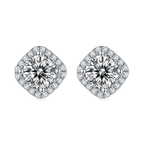 DYXIA Moissanite-Ohrstecker, 0,5 ct D Farbe VVS Reinheit Funkelnde runde Moissanite-Diamant-Ohrringe für Damen Herren Zartes 925er Sterlingsilber Luxuriöser quadratischer Brillant-Moissanite-Schmuck