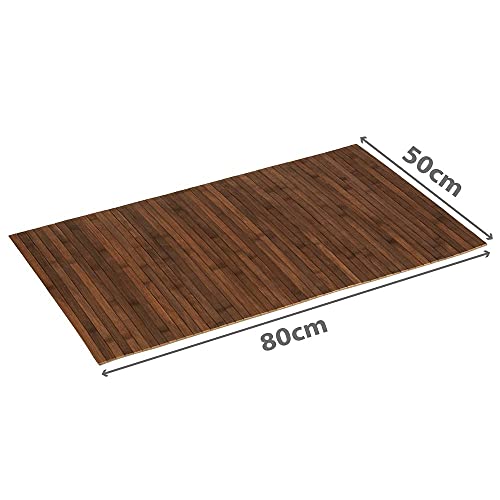 PANA Bambus Badematte • Bambusmatte waschbar • Holz Läufer Badezimmer • 100% Bambus • Größe: 50x80cm • Farbe: Braun