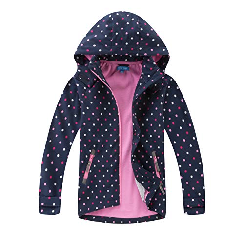 Natashas Kinder Mädchen Wasserdicht Jacke Übergangsjacke Fleecefütterung Warm Atmungsaktiv Winddicht Wanderjacke Softshelljacke Outdoorjacke mit Kapuze (110)