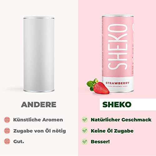 SHEKO Strawberry Erdbeere Mahlzeitersatz Shake | 25 Shakes pro Dose | Proteinreich, Glutenfrei & Natürlicher Geschmack | Diät Shakes zum Abnehmen