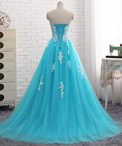 Zorayi Damen Elegante Spitze Tüll Ballkleid Brautkleider Lange Abendkleid Festkleider Marineblau Größe 32