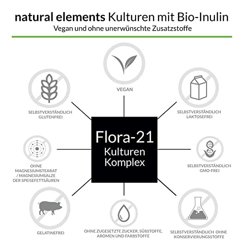 Kulturen Komplex - 21 Bakterienstämme + Bio Inulin - 180 magensaftresistente Kapseln (DRcaps®) - Laborgeprüft, hochdosiert und vegan