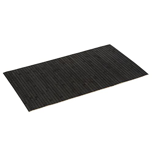 PANA Bambus Badematte • Bambusmatte waschbar • Holz Läufer Badezimmer • 100% Bambus • Größe: 50x80cm • Farbe: Schwarz