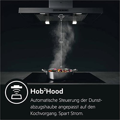 AEG CIB6470APM 60 cm Standherd mit Induktions-Kochfeld / Hob²Hood / Pyrolyse – Selbstreinigung / SoftClosing / Touch-Bedienung / Grillfunktion / Display mit Uhr / Kindersicherung / A+