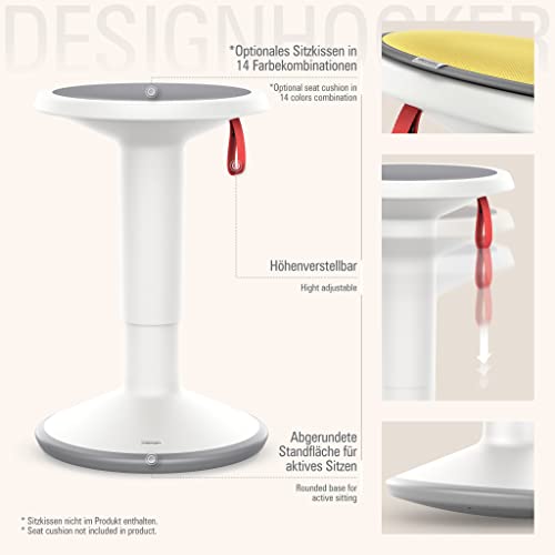 Interstuhl UPis1 - ergonomischer Sitzhocker mit Schwingeffekt - höhenverstellbar - Hocker mit rutschhemmender Standfläche & Kippschutz - Sitzhocker für gesünderes Arbeiten (Grauweiß)