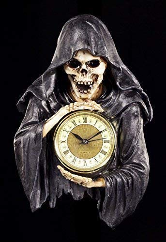 Reaper Wanduhr - Die dunkelste Stunde | Sensenmann Deko Figur Skelett Totenkopf Uhr Gothic