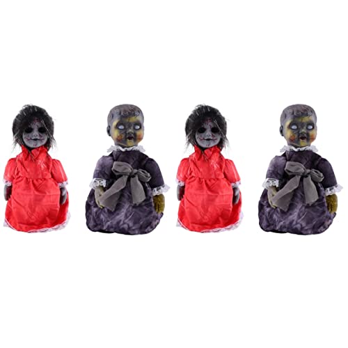 TOYANDONA 4 Stück Liefert Horror Leuchtendes Outdoor- Halloween für Sound- Baby ohne Soundbar Licht Und Figur Gruselige Deko- Puppe mit Schrecklicher Batterie Kostümpuppenpuppe mit Stimme