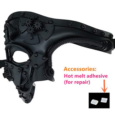 Ubauta Steampunk Metal Cyborg Venezianische Maske,schwarze Maskerade Maske für Halloween Kostümparty/Phantom der Oper/Karneval Ball