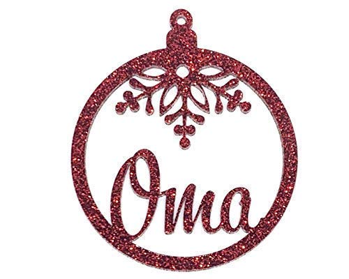 Weihnachtskugel Ornament mit Name, personalisierte Weihnachtskugel, Glitzer, Ornamentl, Motiv Schneeflocke, Farbe wählbar