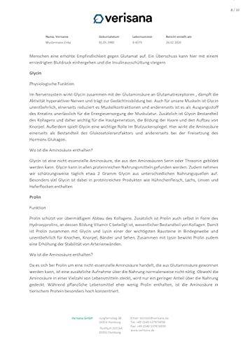 Aminosäure Test auf 18 Aminosäuren – Aminogramm inkl. essentielle Aminosäuren Leucin, Methionin, Phenylalanin, Threonin, Tryptophan, Valin