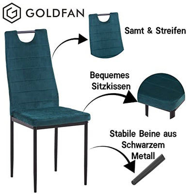 GOLDFAN Esstisch Runder mit 2 Stühlen Set Küchentisch Marmor und 2 Essensstuhl Moderner Esszimmertisch für Esszimmer Wohnzimmer (2, Grün)