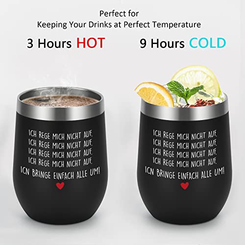 Livole Lustige Geschenke für Männer, Frauen, Kollegen, Weihnachtsgeschenke für Männer, Tasse mit Spruch Ich Rege Mich Nicht Auf, 350ml Thermobecher Kaffee to go, Vakuum Camping Becher mit Stroh, 12oz