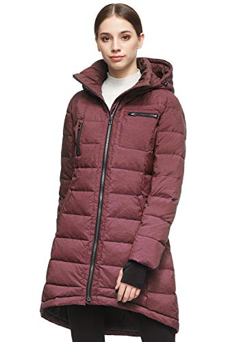 Orolay Damen Daunenmantel Winterjacke Langarm, Weinrot, S