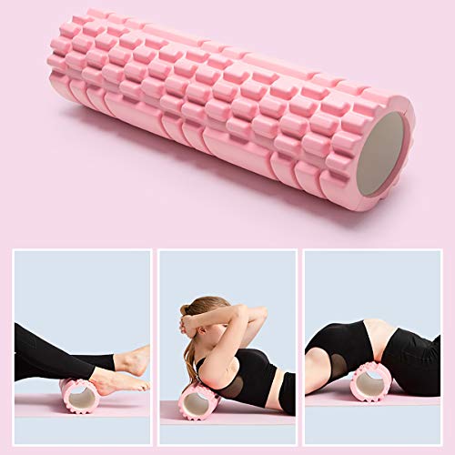 gexuamz Pilates Rolle Inkl Yoga Säule - Rosa Faszienrolle Sport Schaumstoff Rolle Multifunktionale Schaumstoffrolle eignet Sich ideal für Muskelkräftigung, Fitness und Massage der Faszien.