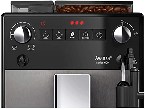 Melitta Avanza F270 - 100 Kaffeevollautomat mit integriertem Milchsystem (abnehmbaren XL Wassertank und Bohnenbehäter sowie flüsterleisem Mahlwerk, 20 cm Breite) mystic titan