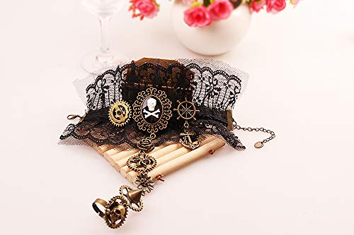 Daimay Gothic Handstulpe mit Brosche Victorian Steampunk Handgelenk Cuff Gear Armband für Hochzeit Braut Halloween Fasching Accessoires - 1 Paar - Piraten-Stil