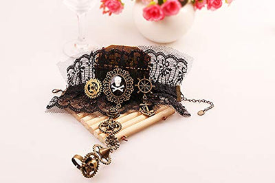 Daimay Gothic Handstulpe mit Brosche Victorian Steampunk Handgelenk Cuff Gear Armband für Hochzeit Braut Halloween Fasching Accessoires - 1 Paar - Piraten-Stil