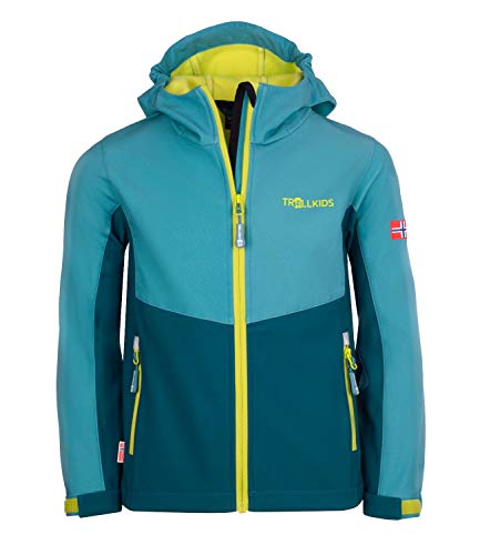 Trollkids Softshell Jacke Kristiansand, Petrolblau/Delphinblau, Größe 152