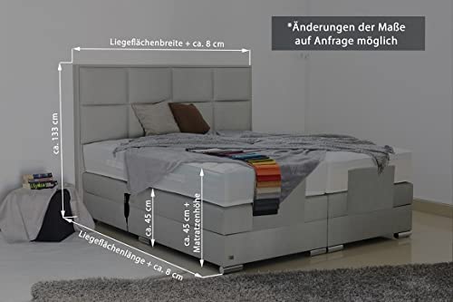 PAARA Boxspringbett Monaco GM | 10.000 Newton Motorleistung | Antirutsch-Matten | Royal-WS® Taschenfederkern Matratze mit GELAX® Topper Kern | Made in Germany (240 x 210 cm)