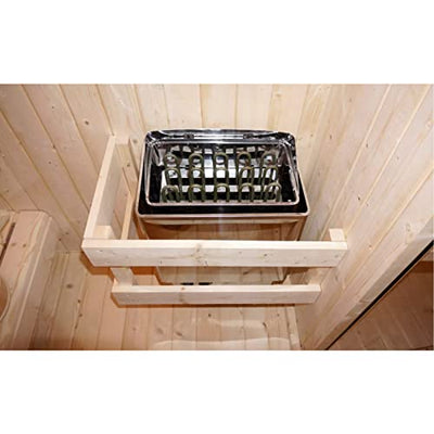 HORI® Moderne Fasssauna Gartensauna mit Vordach inkl. Ofen & Saunasteine | 6 kW Ofen I 4-6 Personen