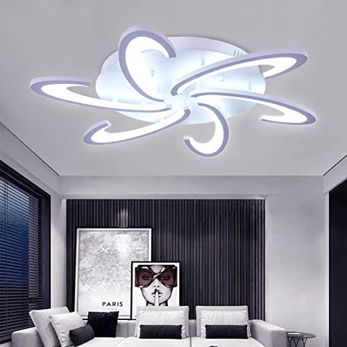 LED Kronleuchter Modernes Blumendesign Acryl Dekor Deckenleuchte Pendelleuchte für Schlafzimmer Wohnzimmer Küche（Kaltes Weiß）