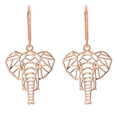 JO WISDOM Damen Ohrringe Elefant Ohrhänger Silber 925,Hängende Tier Schmuck mit Rosévergoldet,Schmuck für Frauen