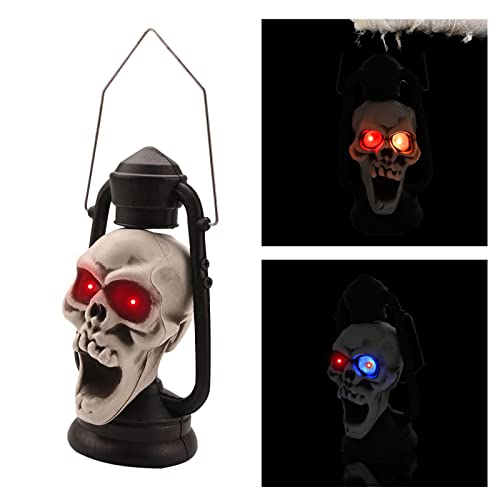 Halloween Laterne LED Halloween Skelett Laterne Nachtlicht Totenkopf Halloween Laterne mit Griff, Halloween-Deko-Requisiten Flackernde Totenkopf Laterne für Halloween Party Garten Landschaftsbar