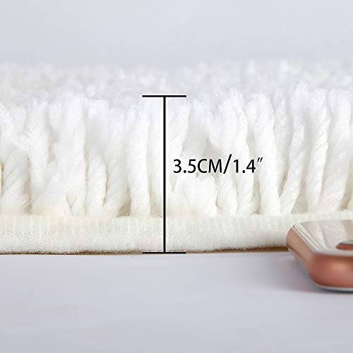 Lonior Badematte rutschfeste Badezimmer Teppich Waschbar Badteppich Extralange Anthrazit Hochflor Badvorleger Weiß 120 x 45 cm