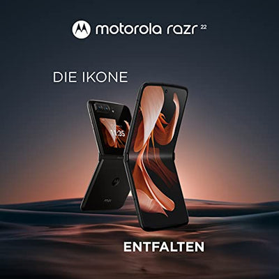 Motorola razr 2022 Smartphone (Flip-Phone, 6,7"-/2,69"-FHD+-Display, 50-MP-Kamera, 8/256 GB, 3500 mAh, Android 12), Satin Black, inkl. Schutzcover + KFZ-Adapter [Exklusiv bei Amazon]