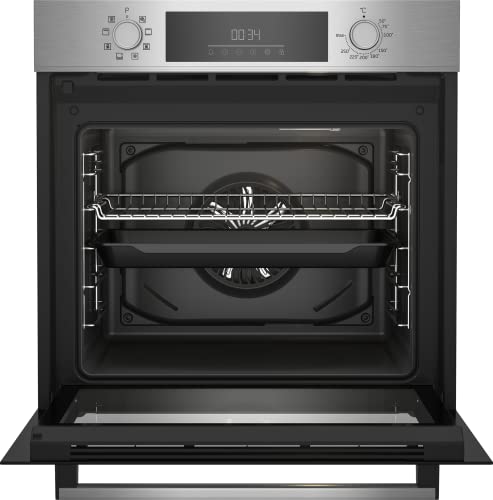 Beko BBSM12340X Einbau-Backofen-Set, zwei autarke Geräte: Induktionskochfeld mit 4 Kochzonen, Backofen mit 8 Heizarten, 72 l Garraum-Volumen, Kindersicherung, Sensortasten, Schwarz/Edelstahl