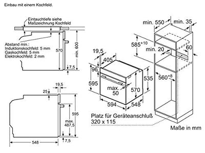 Bosch HRG5785S6 Serie 6 Smarter Einbau-Backofen mit Dampfunterstützung, 60 x 60 cm, Made in Germany, Pyrolyse Selbstreinigung, AutoPilot 30 30 Automatikprogramme, Dampstoß-Funktion für perfekte Kruste