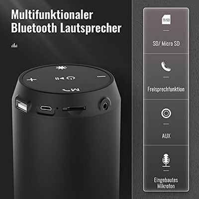 Bluetooth Lautsprecher Tragbarer Musikbox LED Bluetooth Box Kabellos mit Freisprechfunktion für Handy und PC Mikro-SD und USB