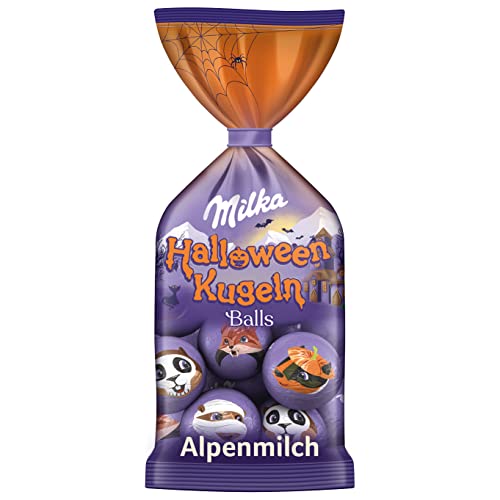 Milka Halloween Kugeln 1 x 100g, Zarte Alpenmilch Schokolade in Halloween-Verpackung