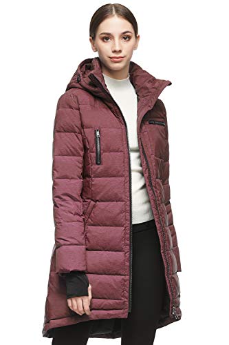 Orolay Damen Daunenmantel Winterjacke Langarm, Weinrot, S