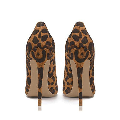 GENSHUO Stiletto Stiletto High Heels, 12CM/4.72IN Damen Pumps Spitz Party High Heels Sexy Basic Schuhe Damen Geschlossen Abendschuhe Lack/Wildleder ，Leopard Print Wildleder 41 EU(11 US)