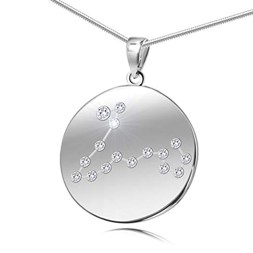 LillyMarie Damen Silberkette Echt Silber Swarovski Elements Sternzeichen-Anhänger Fische Längen-verstellbar Geschenkideen für die Mama