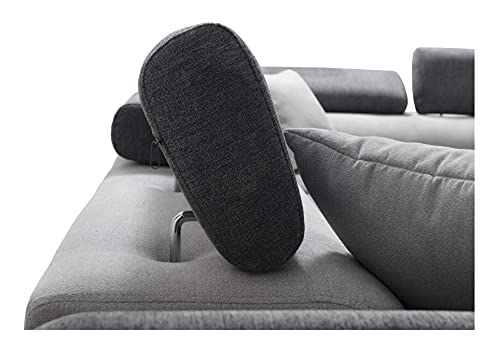 Robin Saturn Premium Ecksofa mit Schlaffunktion, Schlafsofa mit Bettkasten und Kissen, Freistehendes Eckcouch in L-Form, verstellbare Kopfstützen, Polstergarnitur Sofa